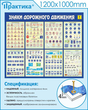 С48 Стенд знаки дорожного движения (1200х1000 мм, прямая печать) - Стенды - Стенды по безопасности дорожного движения - Магазин охраны труда ИЗО Стиль